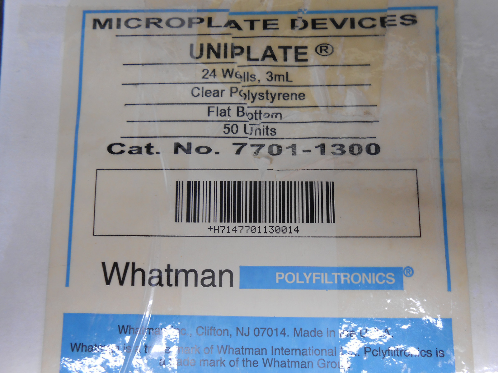 PART CASE OF 35 WHATMAN 7701-1300 MICROPLATE DEVICE UNIPLATE 24 WELLS 3ML