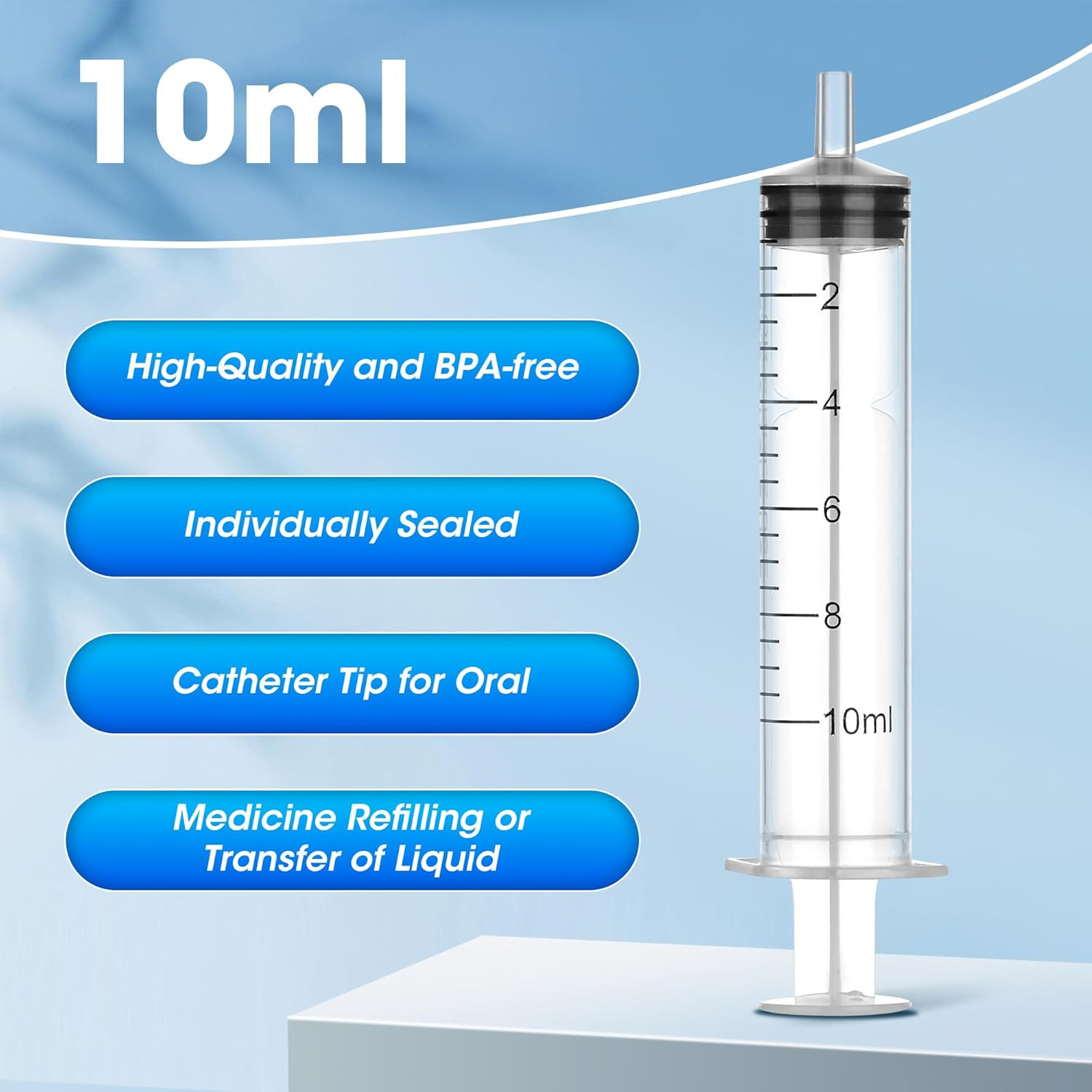 30 Pack 10 Ml Syringe without Needle, Syringe with Cap Individually Wrapped, for