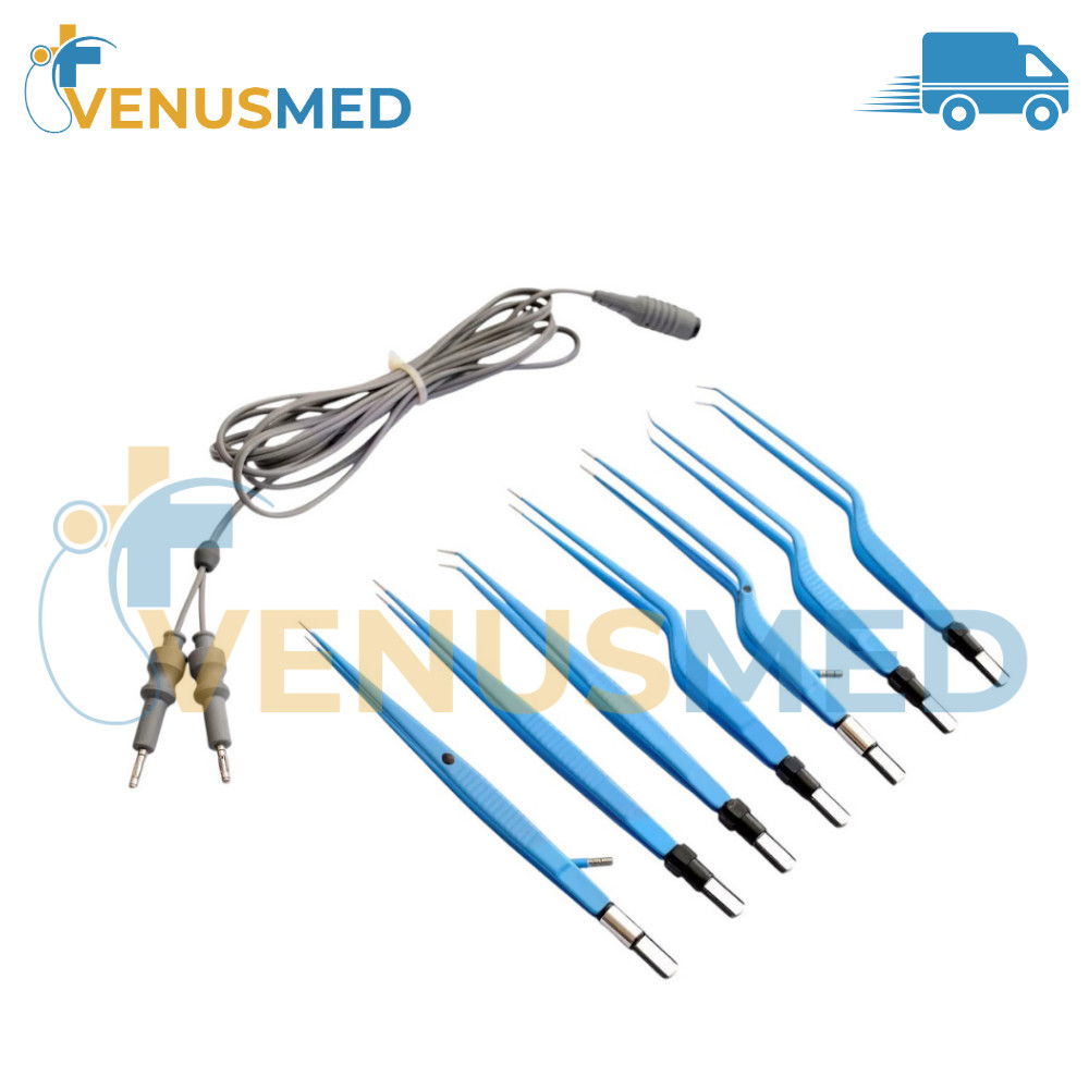 Reusable Bipolar Bayonet + Straight Forceps with 3m Cord 18cm (7 PCS- 0.5mm Tip)