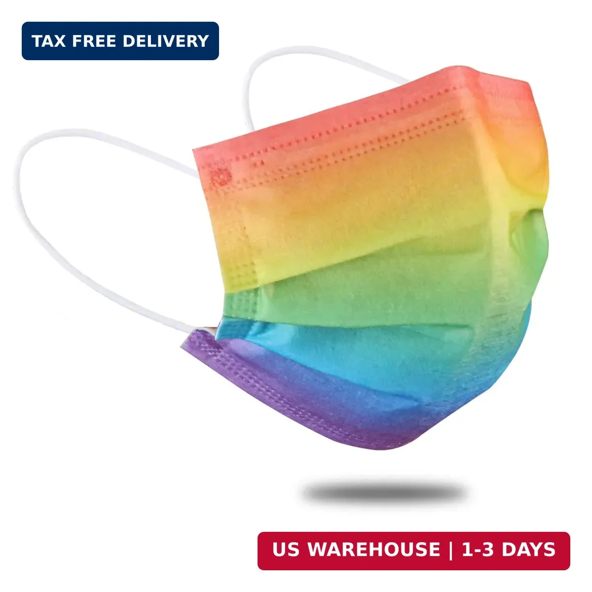 50Pcs Rainbow Printed Disposable Face Masks for Adults 3-ply Face Mask Gradient