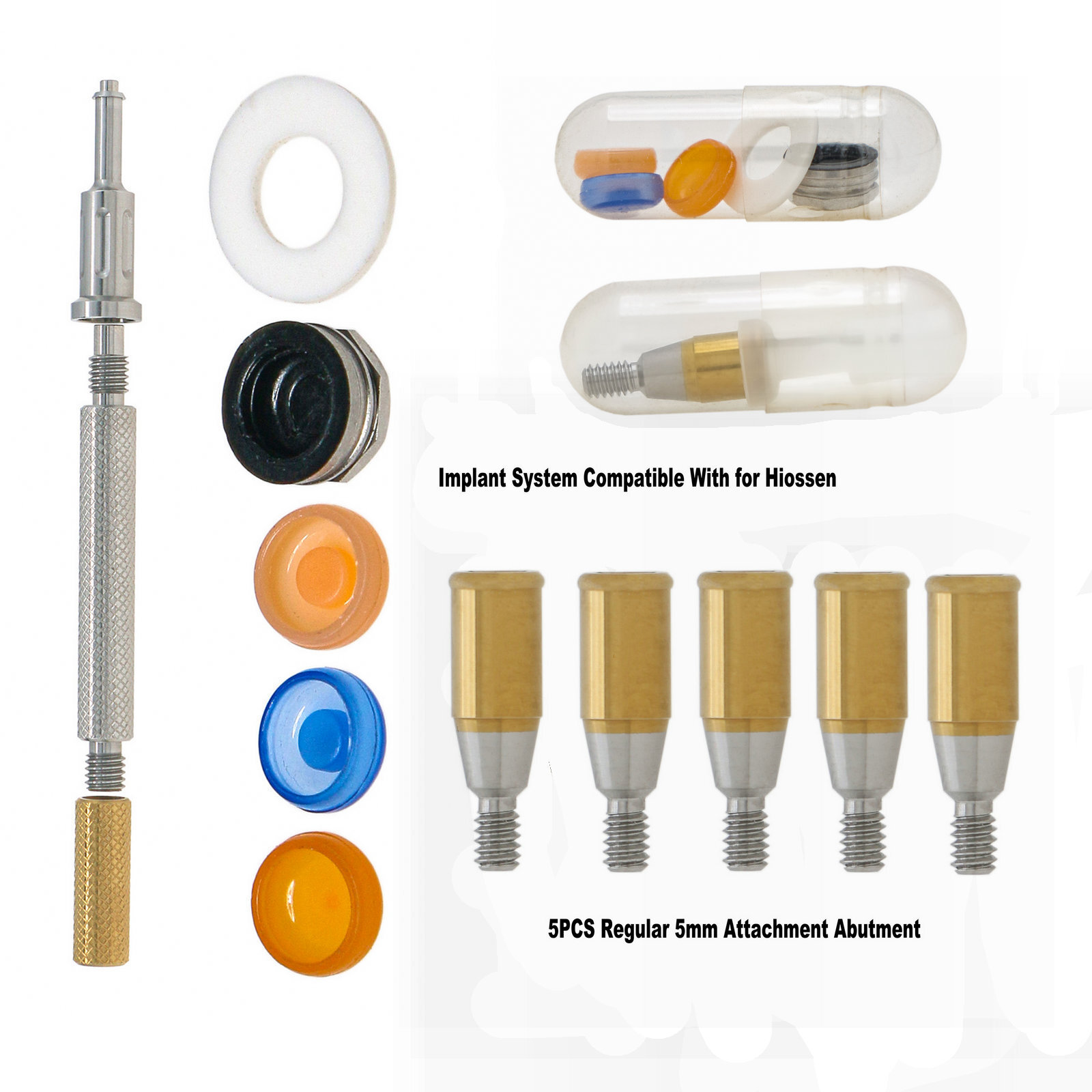 Dental Mini Ø3.2 Regular Attachment Abutments Male Caps for Hiossen 3/4/5mm