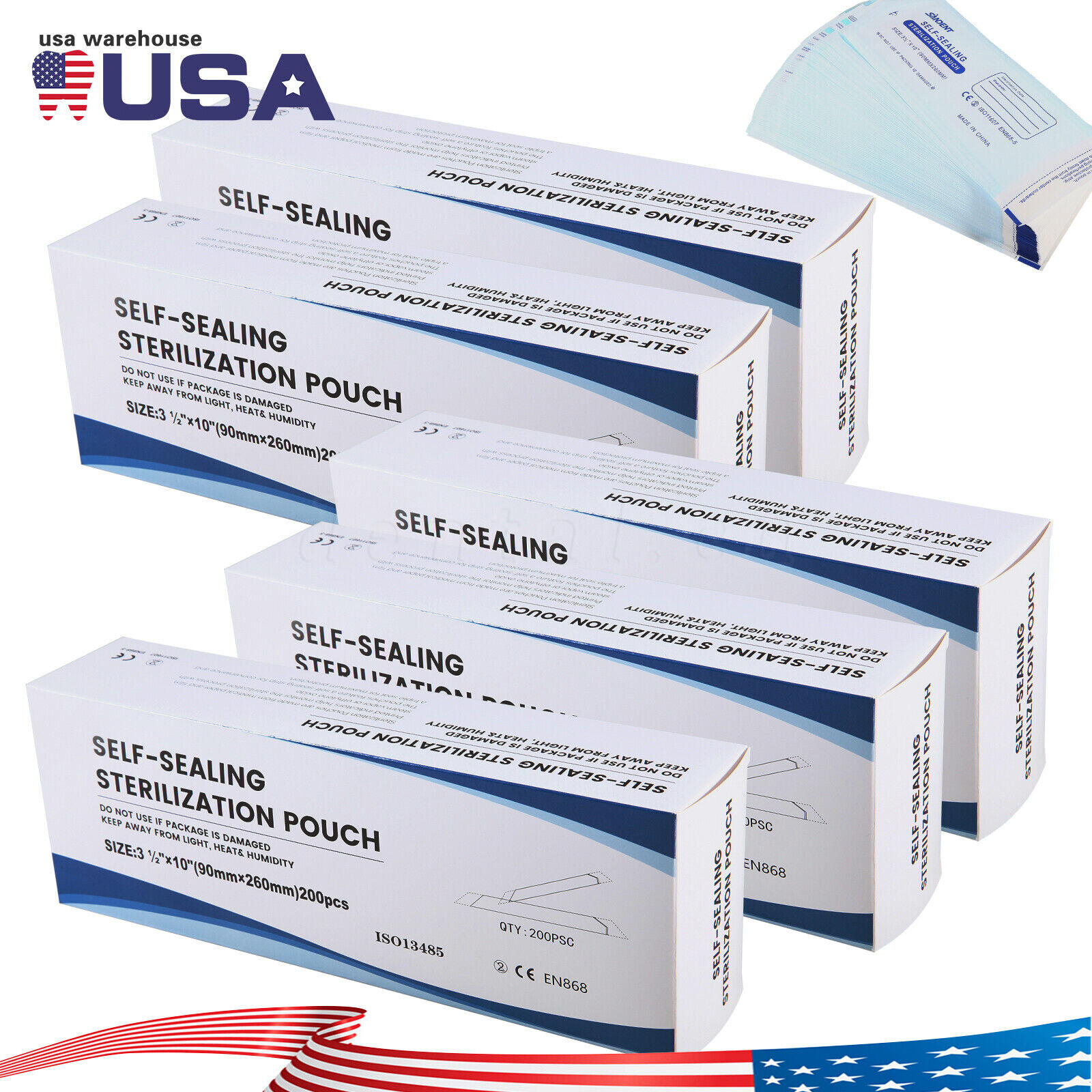 3.5″x10″ Self-Sealing Sterilization Pouches for Autoclave (Choose Quantity)