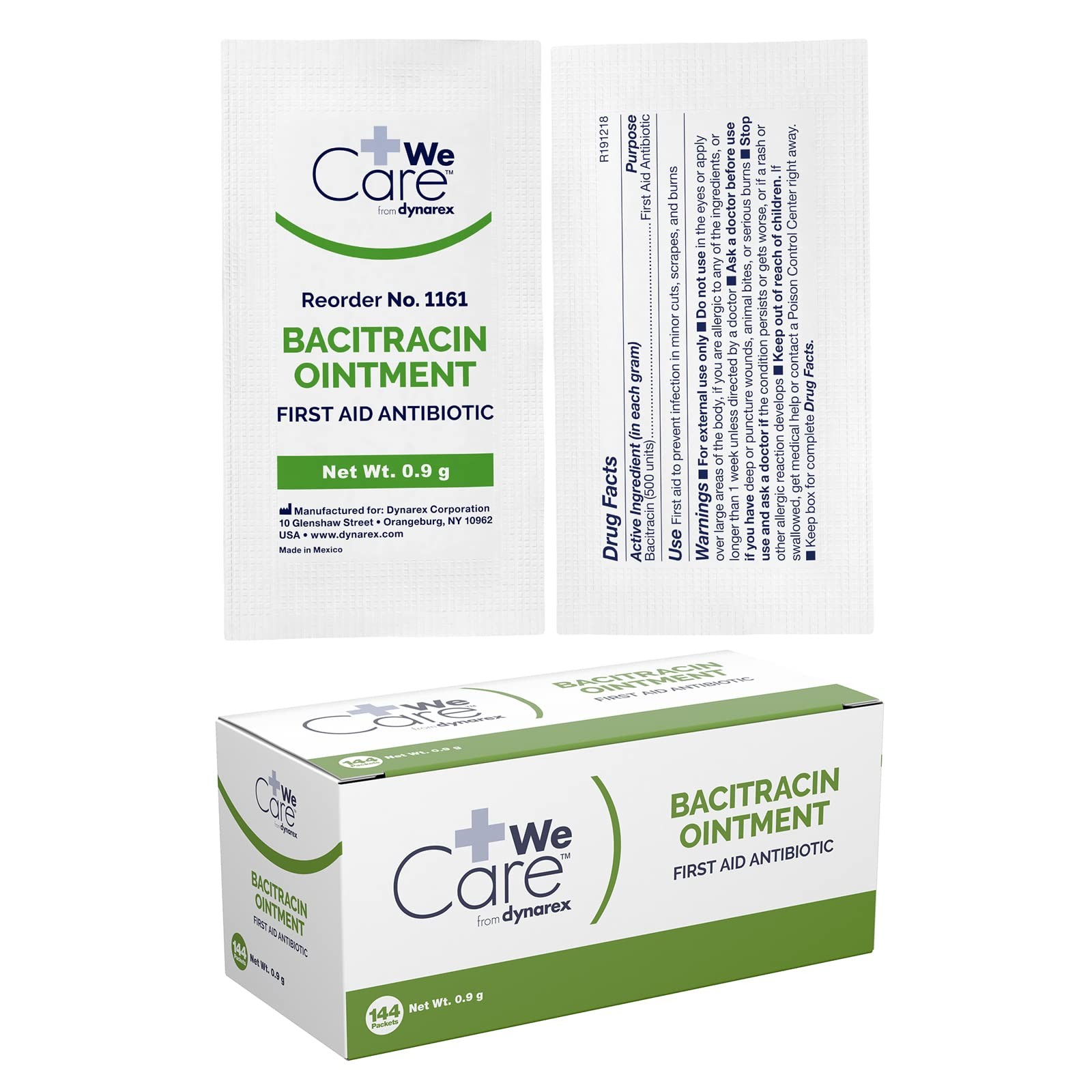Dynarex Bacitracin Topical Ointment USP – First 141 Count (Pack of 1), White
