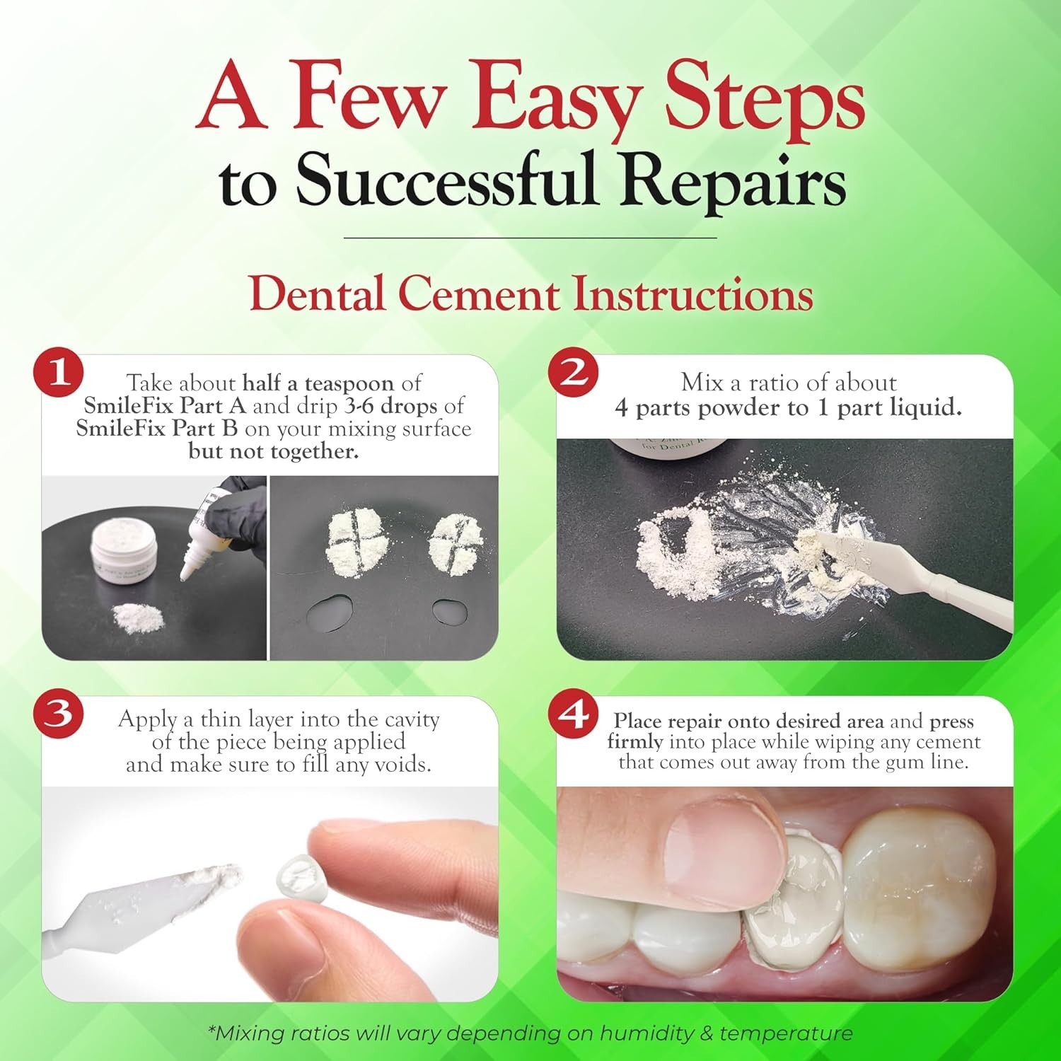 Filling, Cap, Crown & Bridge Dental Repair Kit – Sturdy Zinc Oxide & Eugenol …
