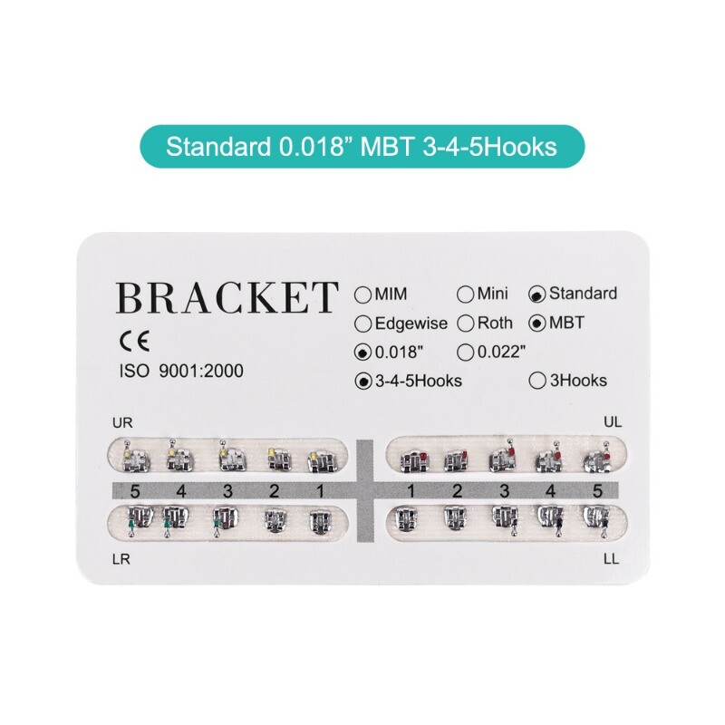 Dental Orthodontic Brackets Brace Mini/Standard 018/022 MBT/Roth with 3-4-5Hooks