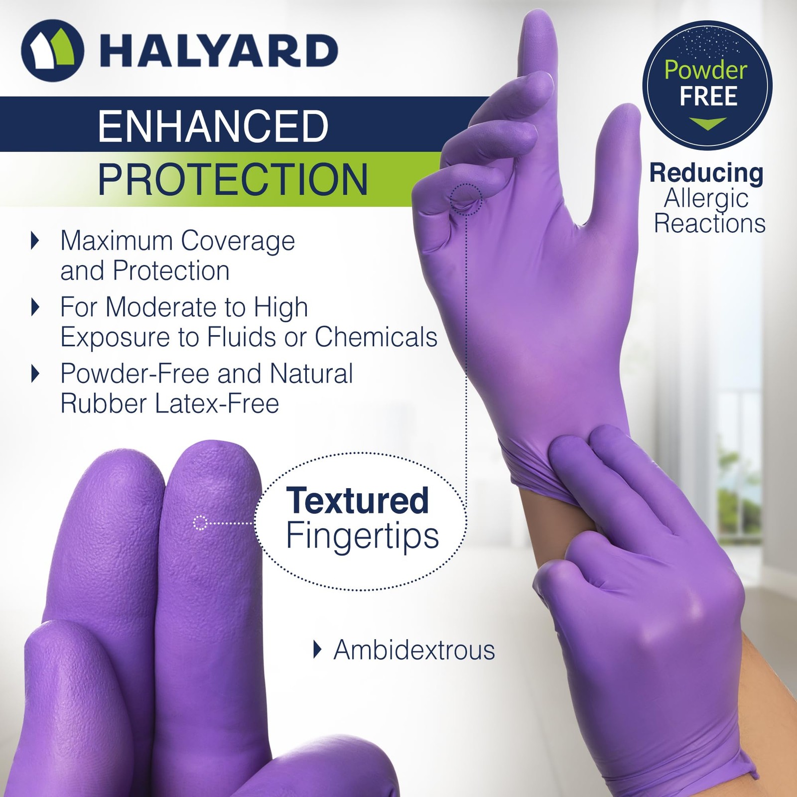 PURPLE NITRILE Exam Gloves, Powder-Free, Non-Sterile, 5.9 mil, 9.5 Inches, Pu…