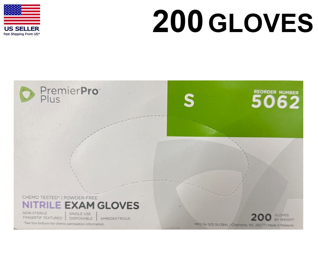 PremierPro Plus 5062 Chemo-Tested Nitrile Exam Gloves Size Small 200 PC
