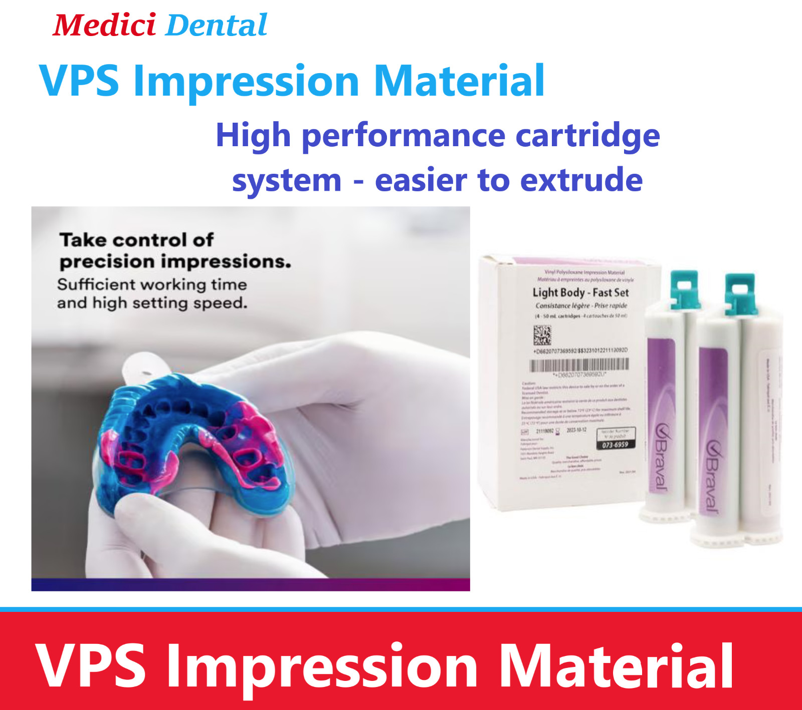 Braval HEAVY BODY FAST SET PVS VPS Impression Material, 200ml/Box, Made in USA