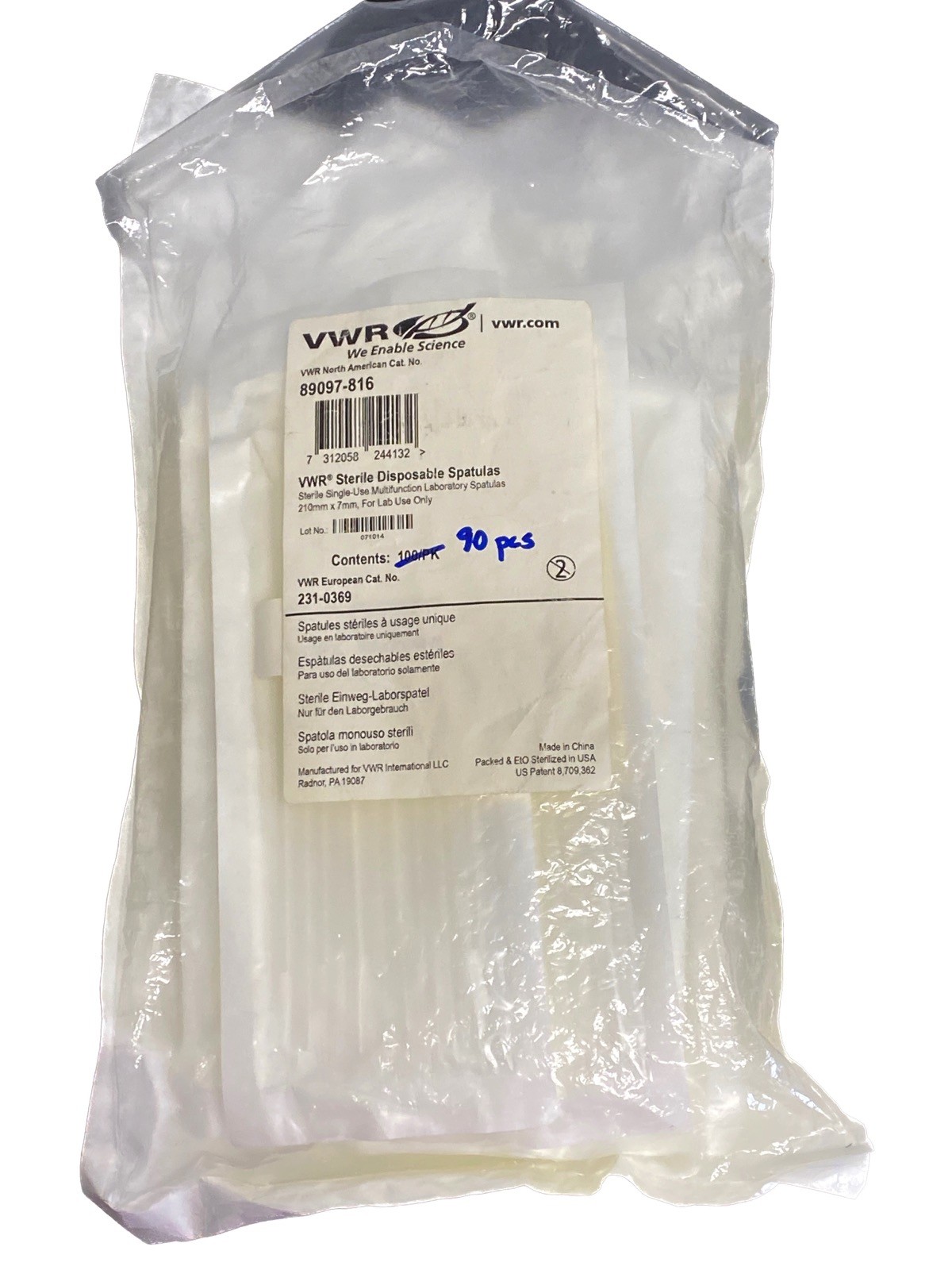 (90) VWR Disposable Clear Double-Ended Spoon Scoop Spatula 210mm x 7mm 89097-816