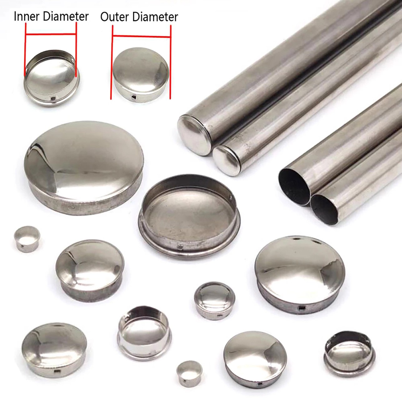 Round Stainless Steel End Cap Caps For Pipe Tubing Inserts Bungs Blanking Plugs