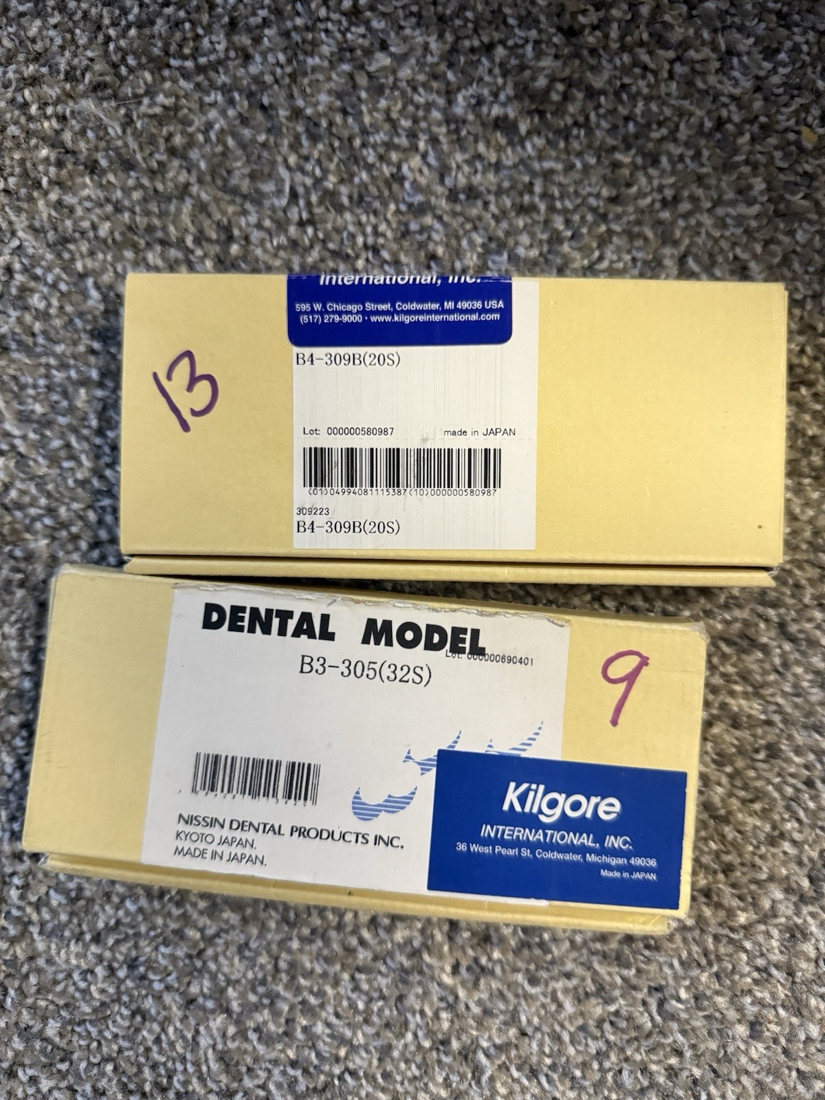 Kilgore Typodont Teeth Set Dental Study Models B4-309B(20S) and B3-305(32S)
