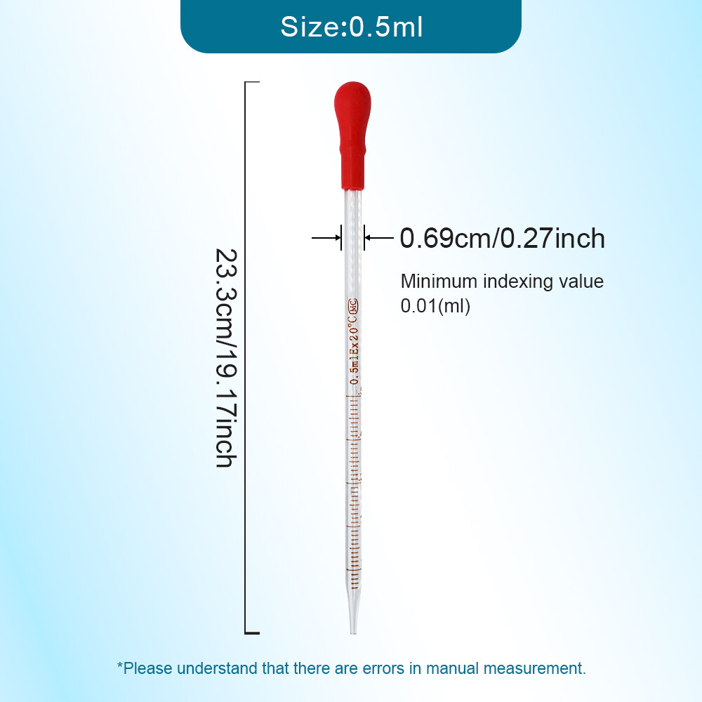 0.5ml/1ml/2ml/3ml/5ml/10ml Glass Graduated Transfer Pipette with Rubber Head