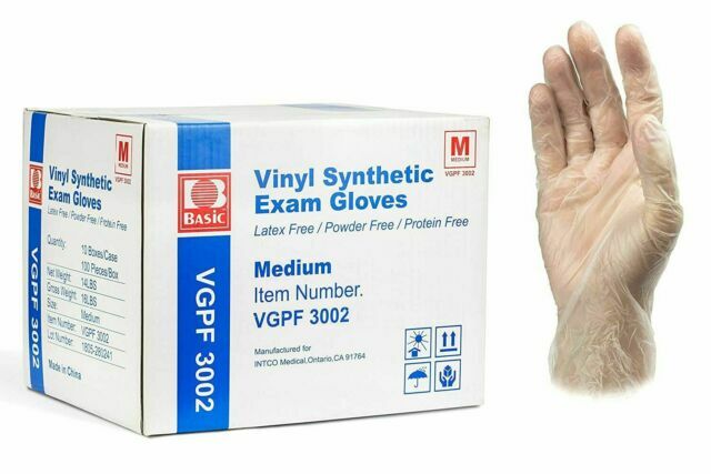 Basic Medium Clear Vinyl Synthetic Exam Gloves – Case of 1000 (VGPF 3002)