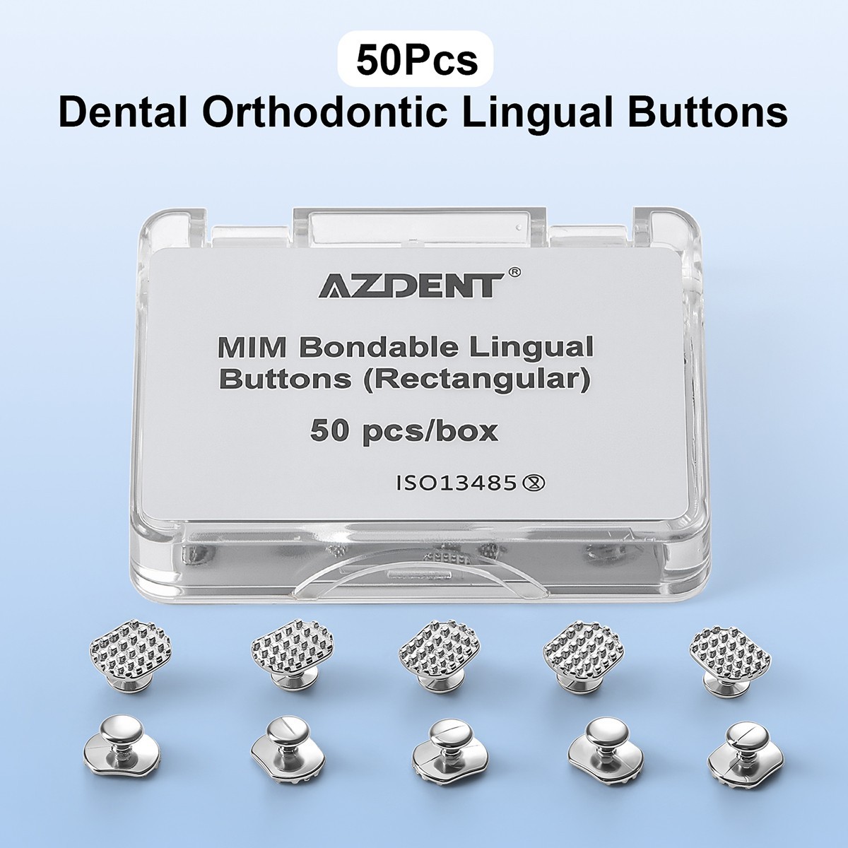 50pcs Dental Dentists Lingual Buttons Bondable Round/Rectangular Mesh Base/MIM