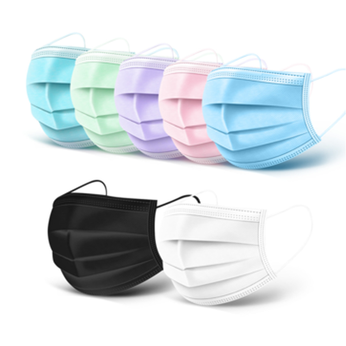 [50 PACK] SEALED Disposable Face Mask Adult 3PLY- PINK | PURPLE| BLACK| WHITE