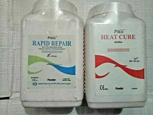 Combo of Heat Cu re+Co ld Cu re Den ture Acr ylic Pow der Material 450+400gm