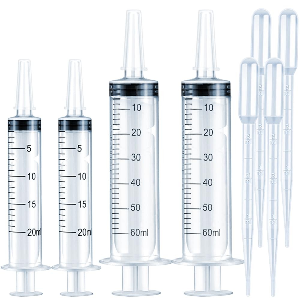 4 Pack Large Syringes for Liquid, 20ml & 60ml Plastic for Measuring, Lip Glos…