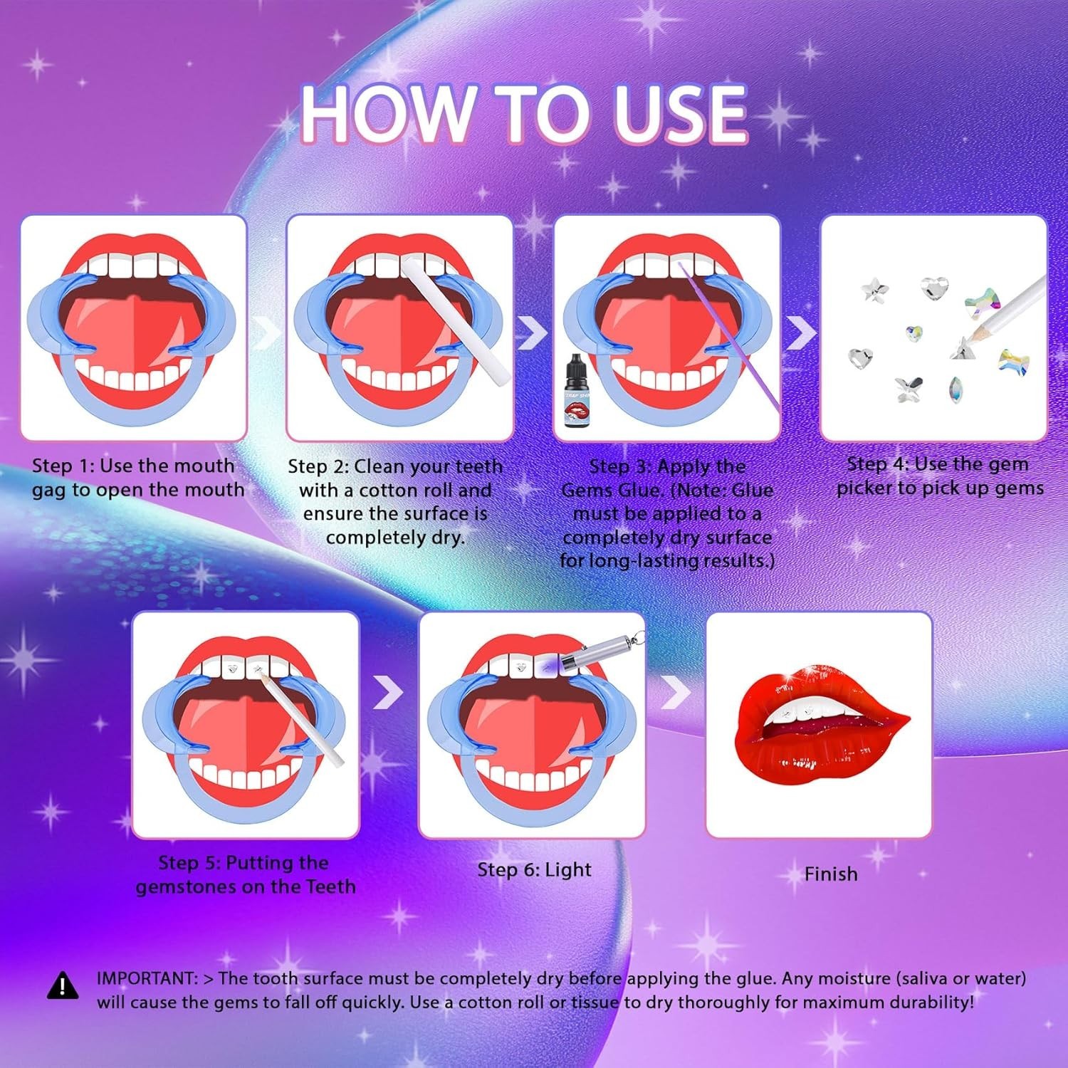 Professional Tooth Gem Starter Set – 22 Shapes, 3 Colors for Unique Smiles