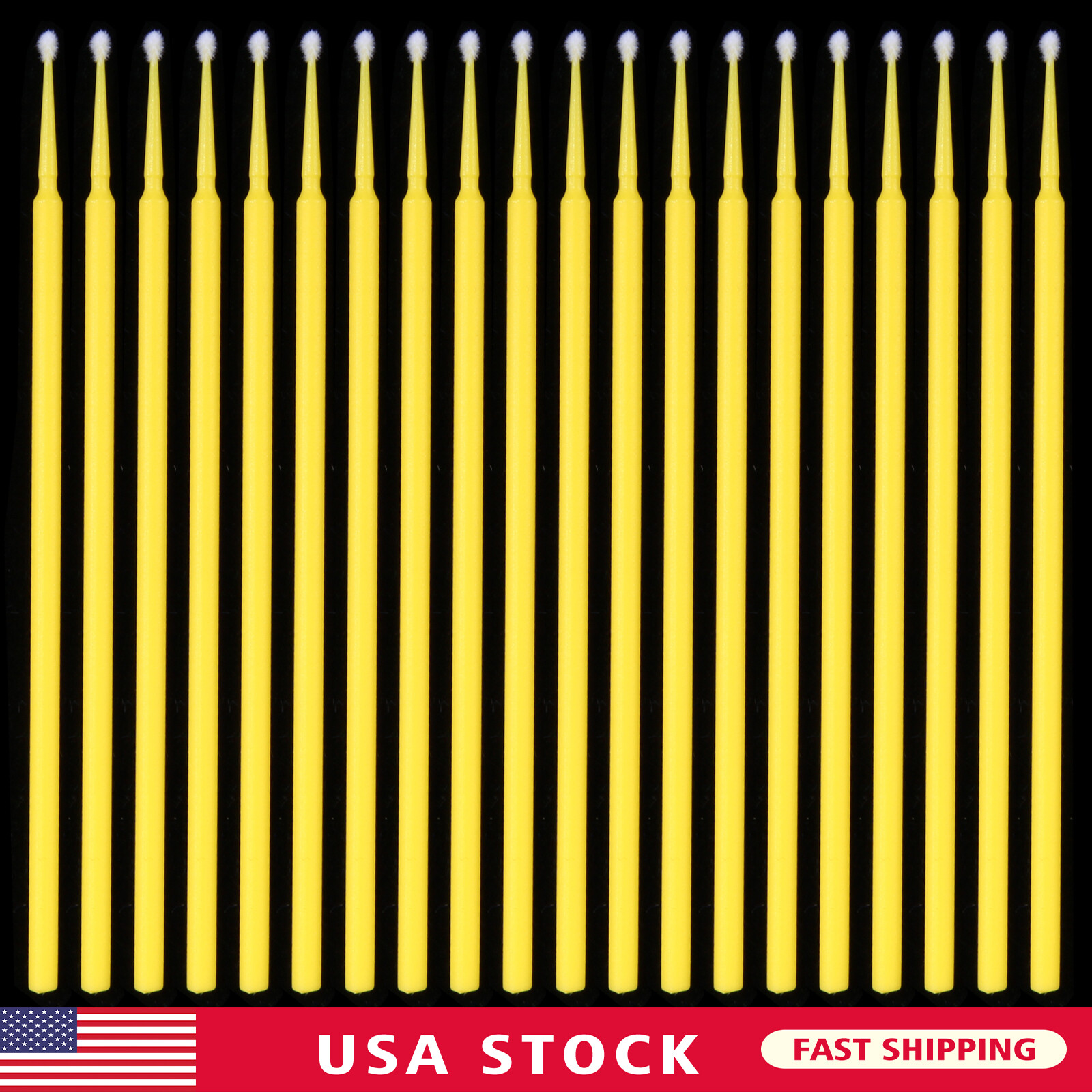 Dental Micro Applicator Brush Disposable Makeup Eyelash Brushes 2.0mm Yellow