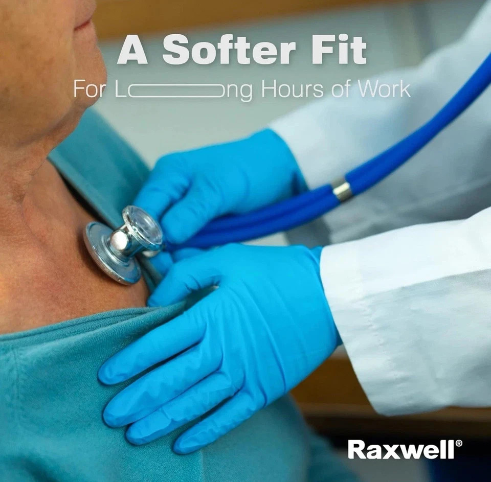 Raxwell Nitrile Examination Gloves – Blue,Powder/latex Free/disposable(10 x 100)