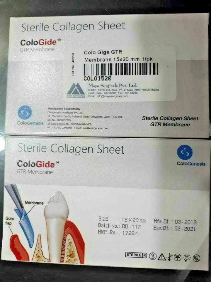 NEW COLO GIDE STERILE COLLAGEN SHEET GTR MEMBRANE 10 x 15mm ((FAST FREE SHIPING_