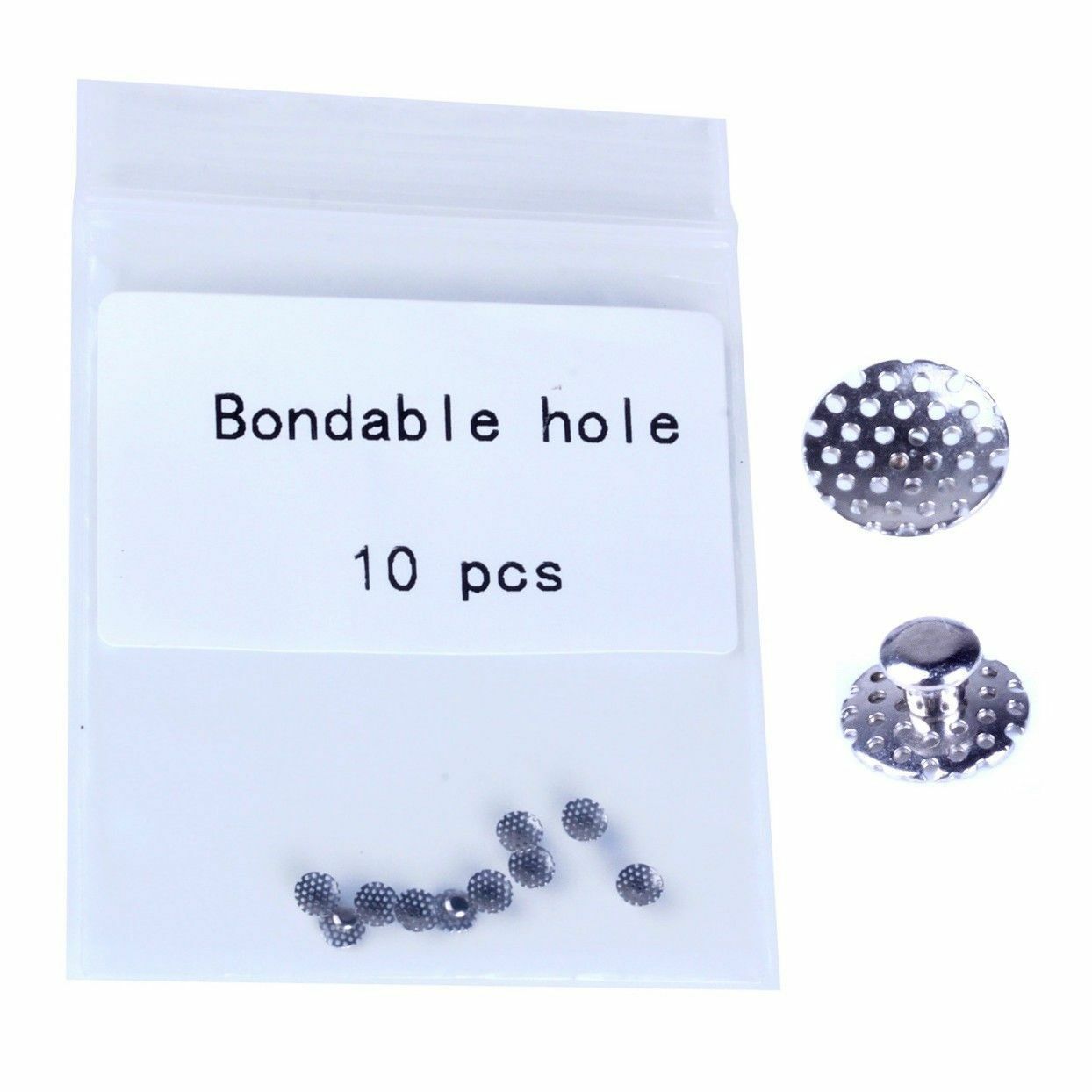 10 Pc/Pack Dental Orthodontic Lingual Button Hole Bondable Mesh Base- Perforated