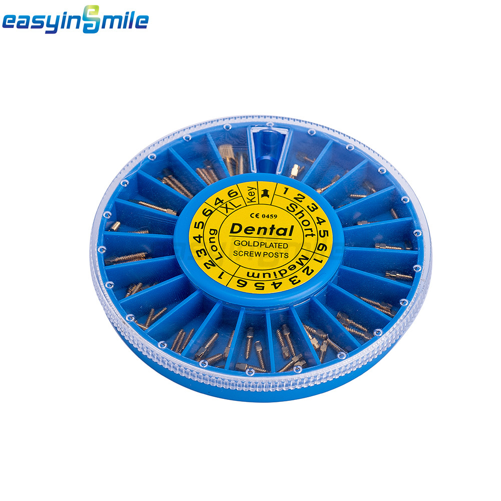 Dental Endodontic Conical Screw Posts Kits Refill Gold/Silver Plated+2Key 120Pcs