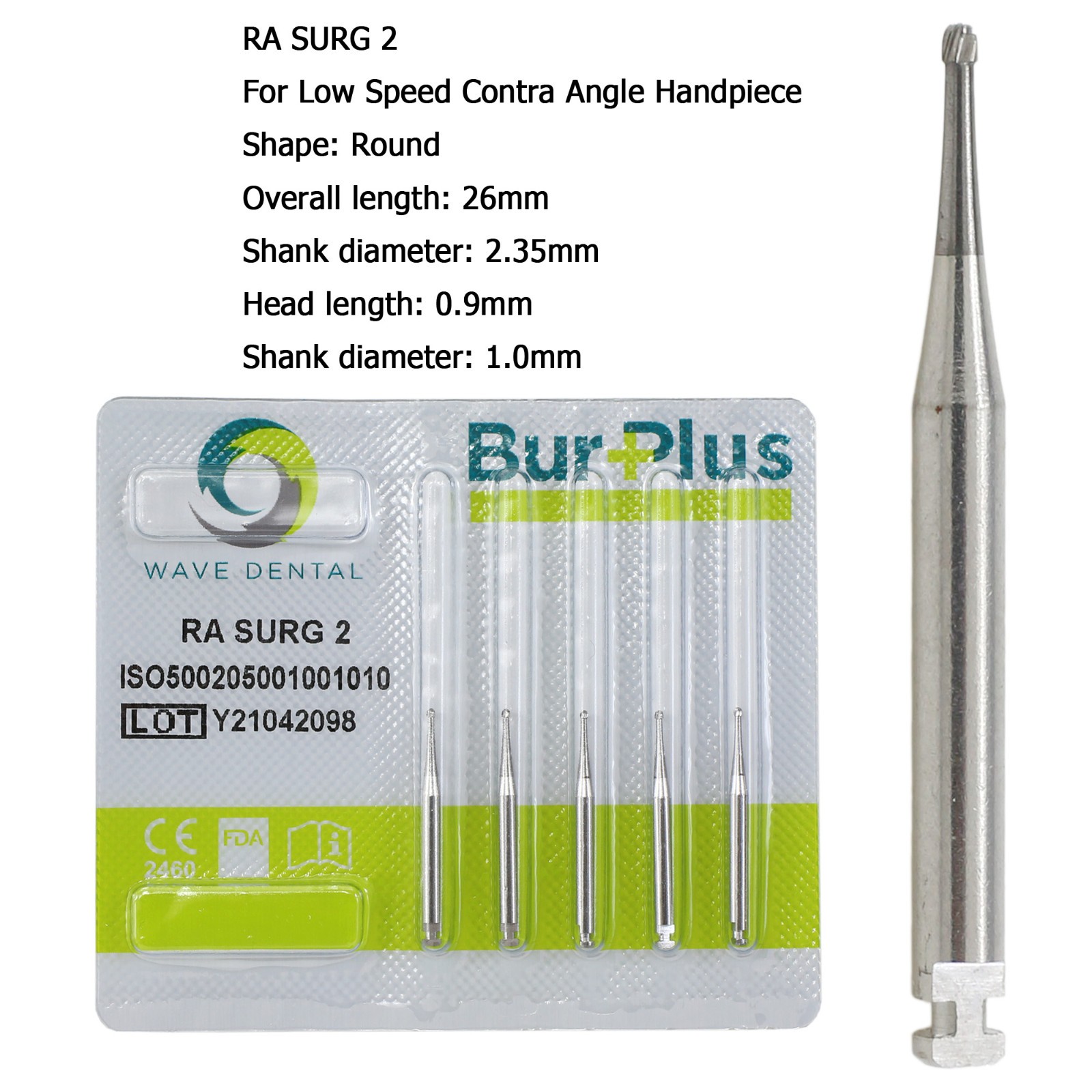 Wave Dental Latch Surgical Burs Round Burs RA SURG 2 4 5 6 8 Carbide Slow Speed