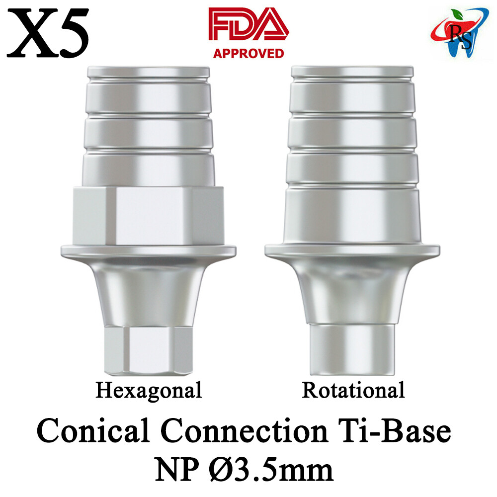 5pcs DSl Dental Ti-Base Abutments CAD/CAM Titatium Conical Connection NP Ø3.5mm