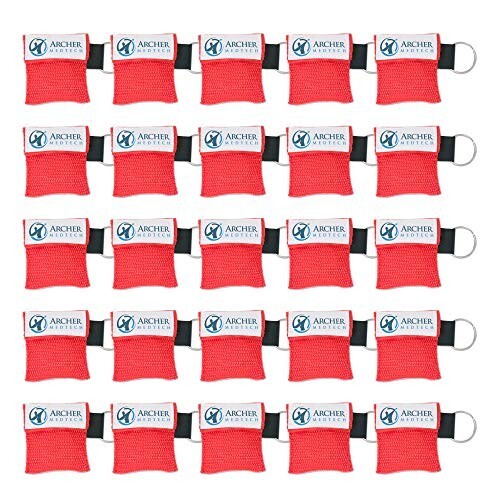 25 pack – Key Ring CPR Mask – Emergency Face Shield with One-way valve