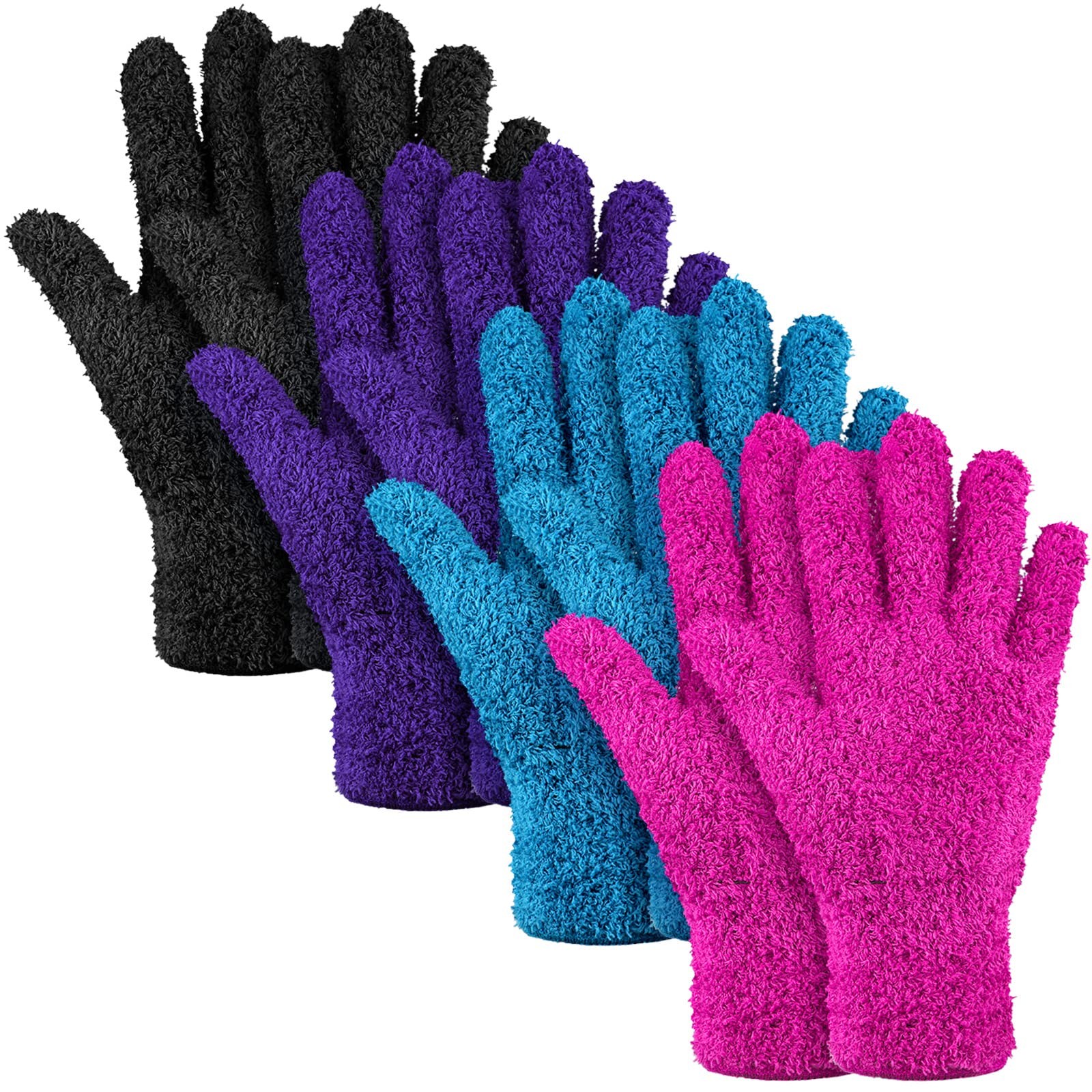 4 Pairs Microfiber Dusting Gloves Washable Reusable Cleaning Gloves Mittens f…
