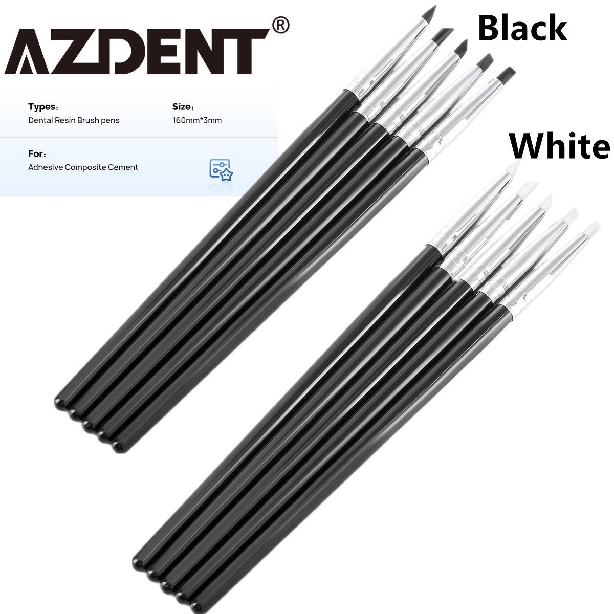 AZDENT Dental Composite Silicone Brush Pen Resin Veneer Cement Porcelain Pen