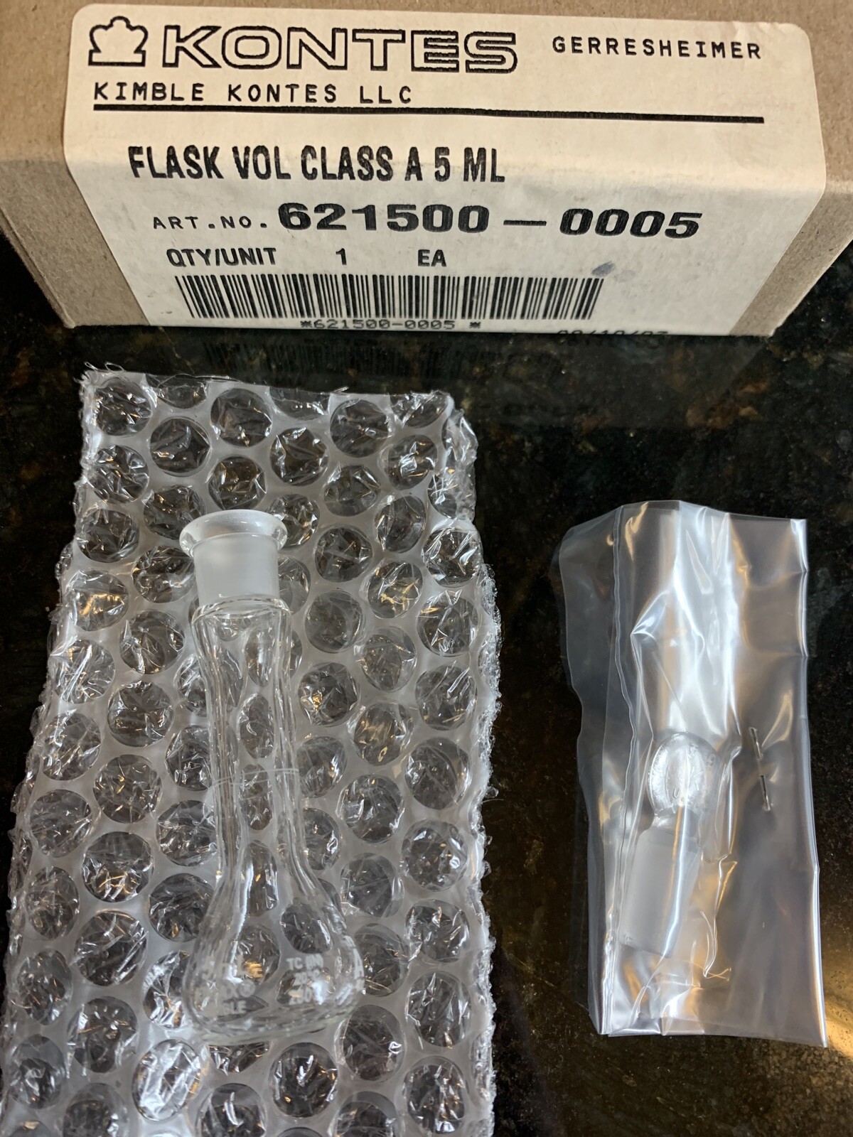 Kontes 5ml Flask Class A With Glass Stopper (Brand New!)