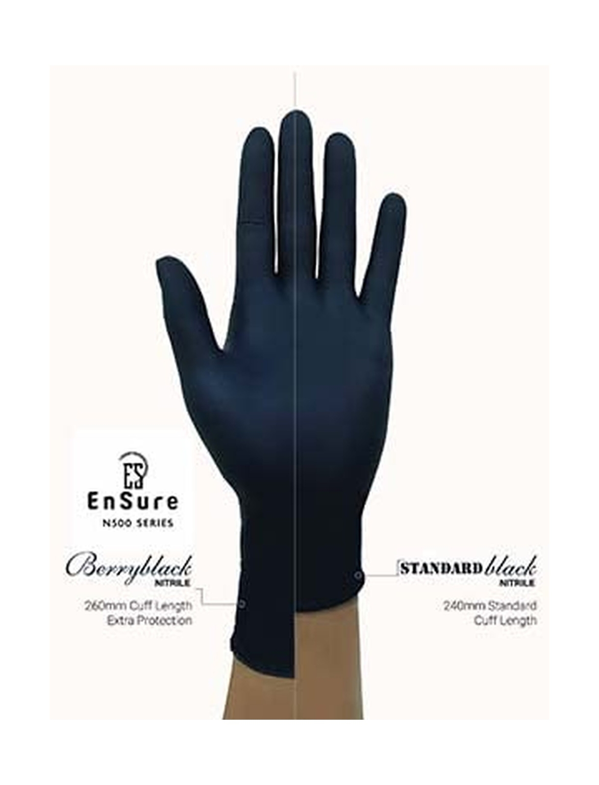 EnSure Low Derma Gray Black Nitrile Exam Medical Disposable Gloves, Chemo Rat…