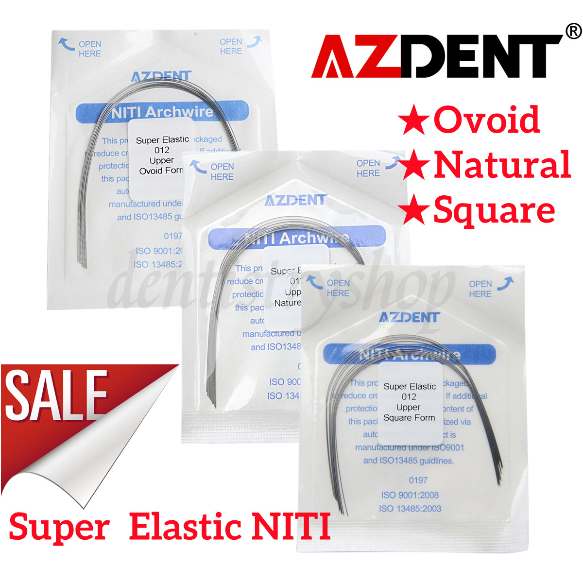 100pcs Dental Ortho Super Elastic NITI Arch Wire Round Ovoid/Natural Form/Square