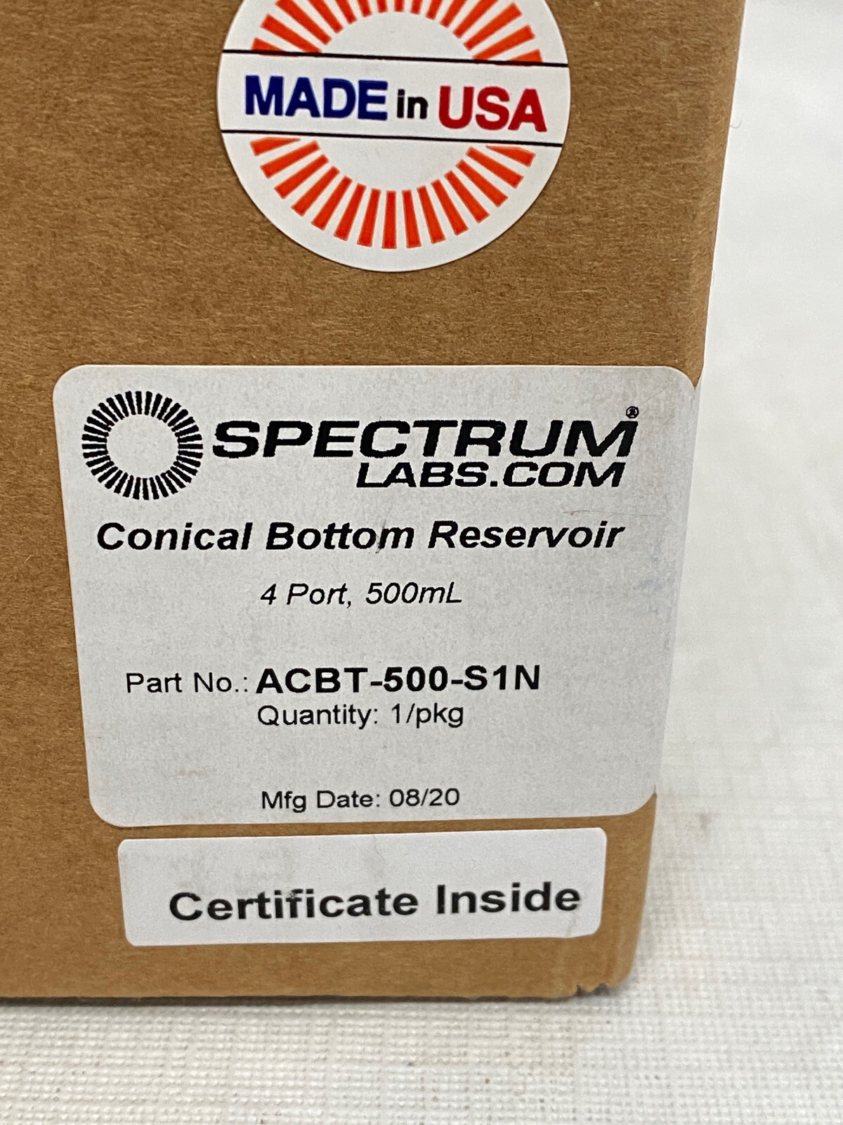 REPLIGEN SPECTRUM 500mL 4-Port Conical Bottom Reservoir Non-Sterile ACBT-500-S1N