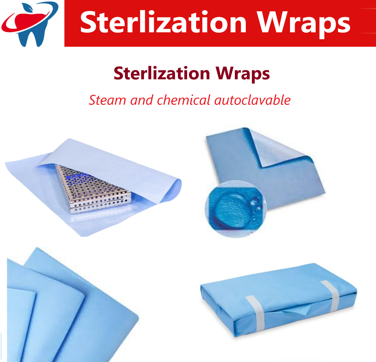 Medical Autoclavable CSR Sterilization Wraps 12″ x 12″ Blue 500/Pk Dental Wrap