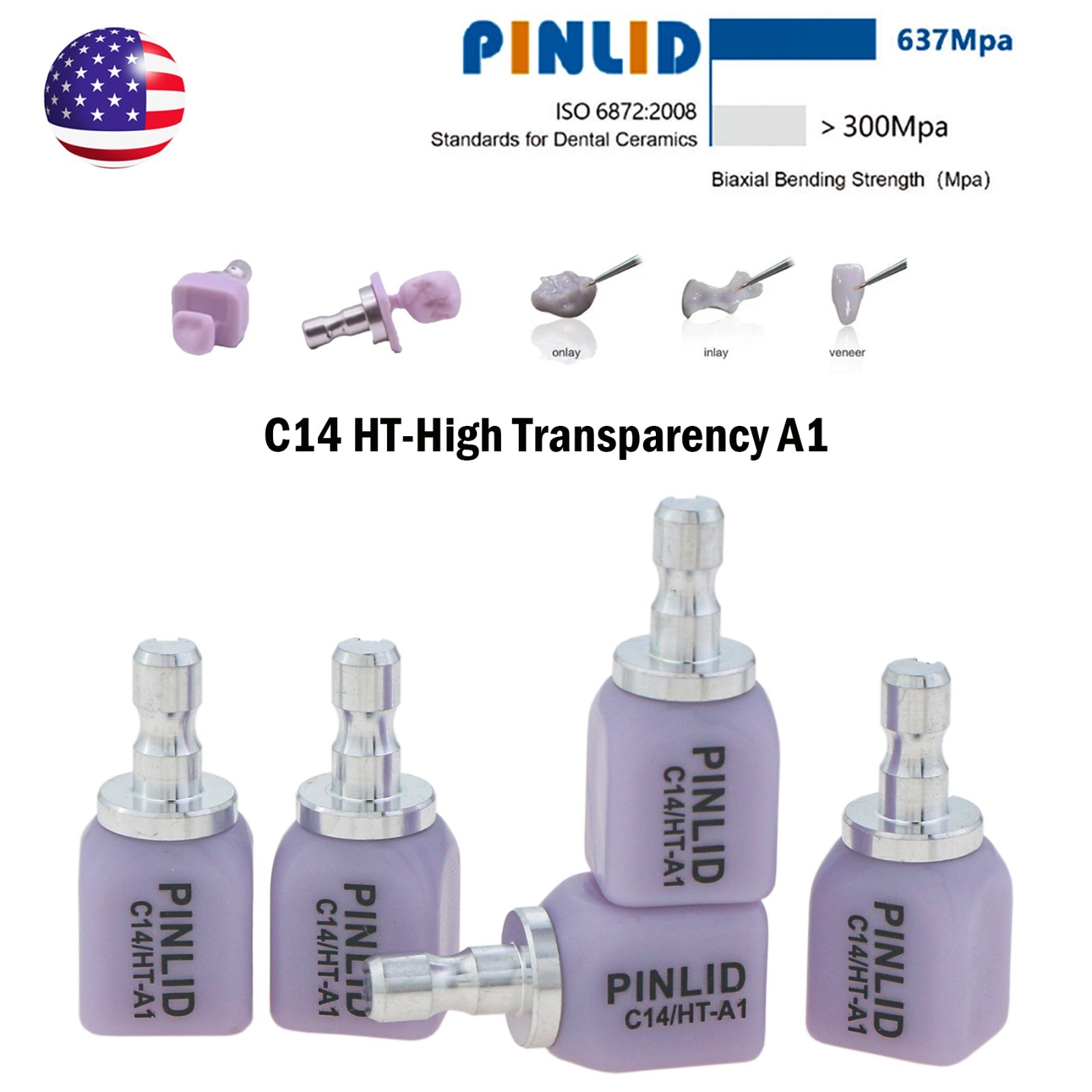 Dental C14 Glass Ceramic Block HT LT Emax Lithium Disilicate for CEREC CAD/CAM