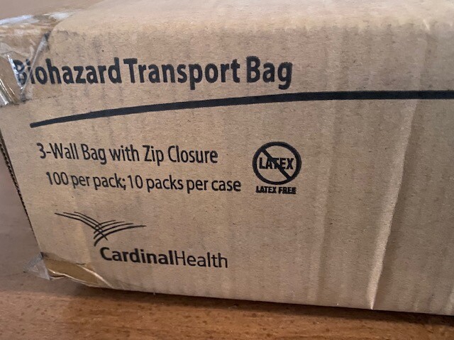 Case of 1,000 – Cardinal Health biohazard transport bag – 6×9, 3 wall, CH6X9BIO