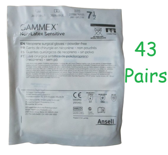 43 – Gammex Non-Latex Sensitive Powder-Free Neoprene Surgical Glove Sz 7.5