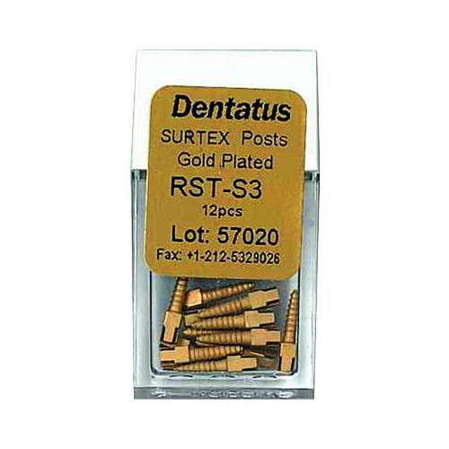 Dentatus RST-S3 Surtex Classic Gold Plated Posts Small 3 S3 1.35 mm 12/Bx
