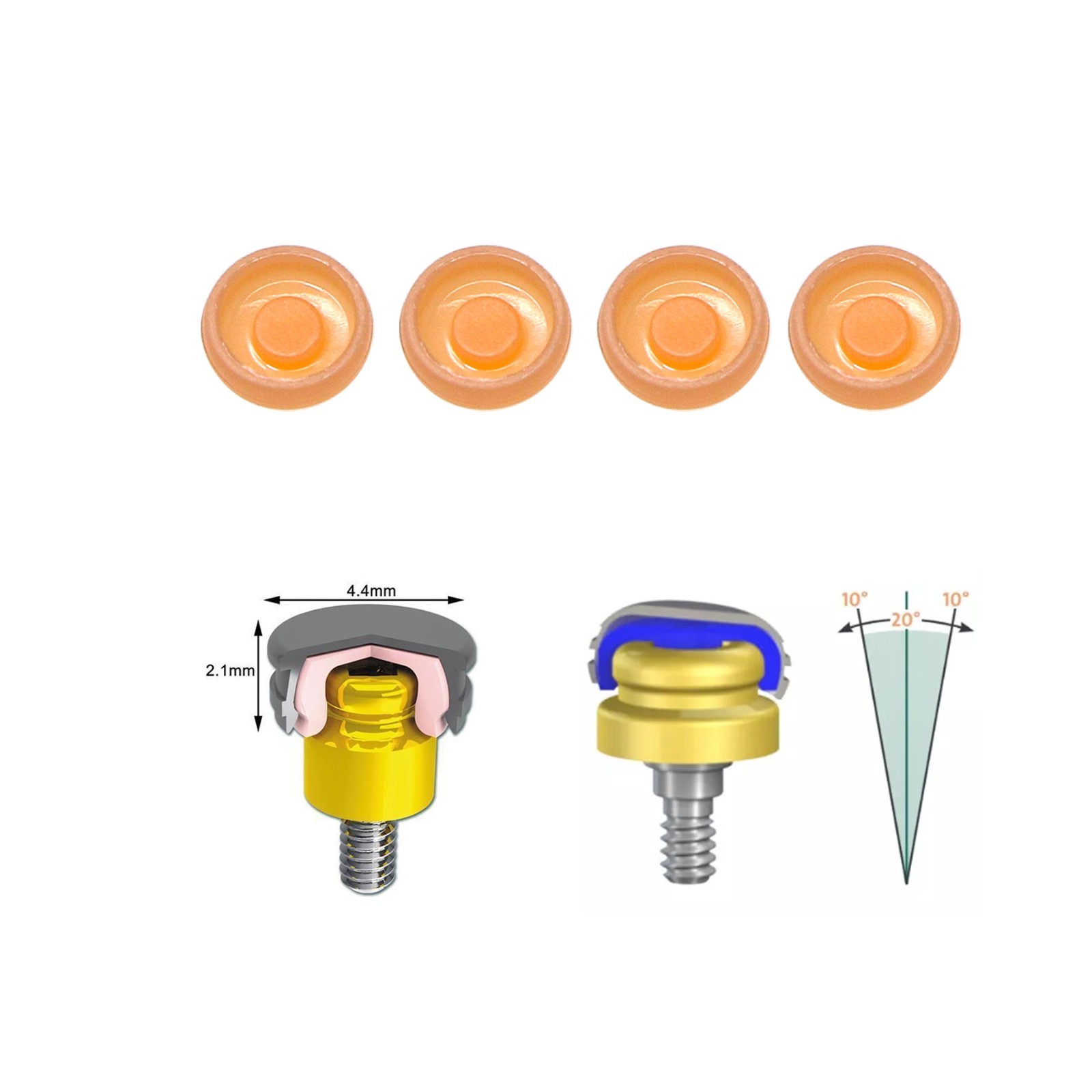 Locator Male Processing Package Retention Cap Inserts For Overdenture Abutment