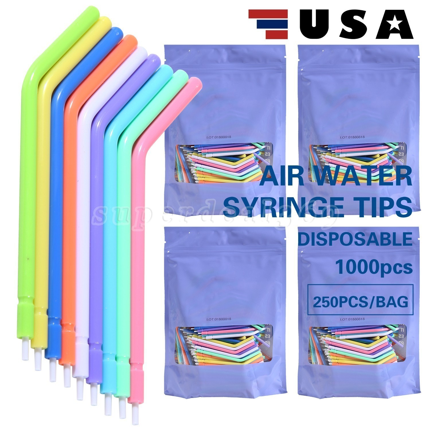 1000pcs Dental 3-Way Air Water Syringe Tips Disposable Spray Nozzles Tubes dt