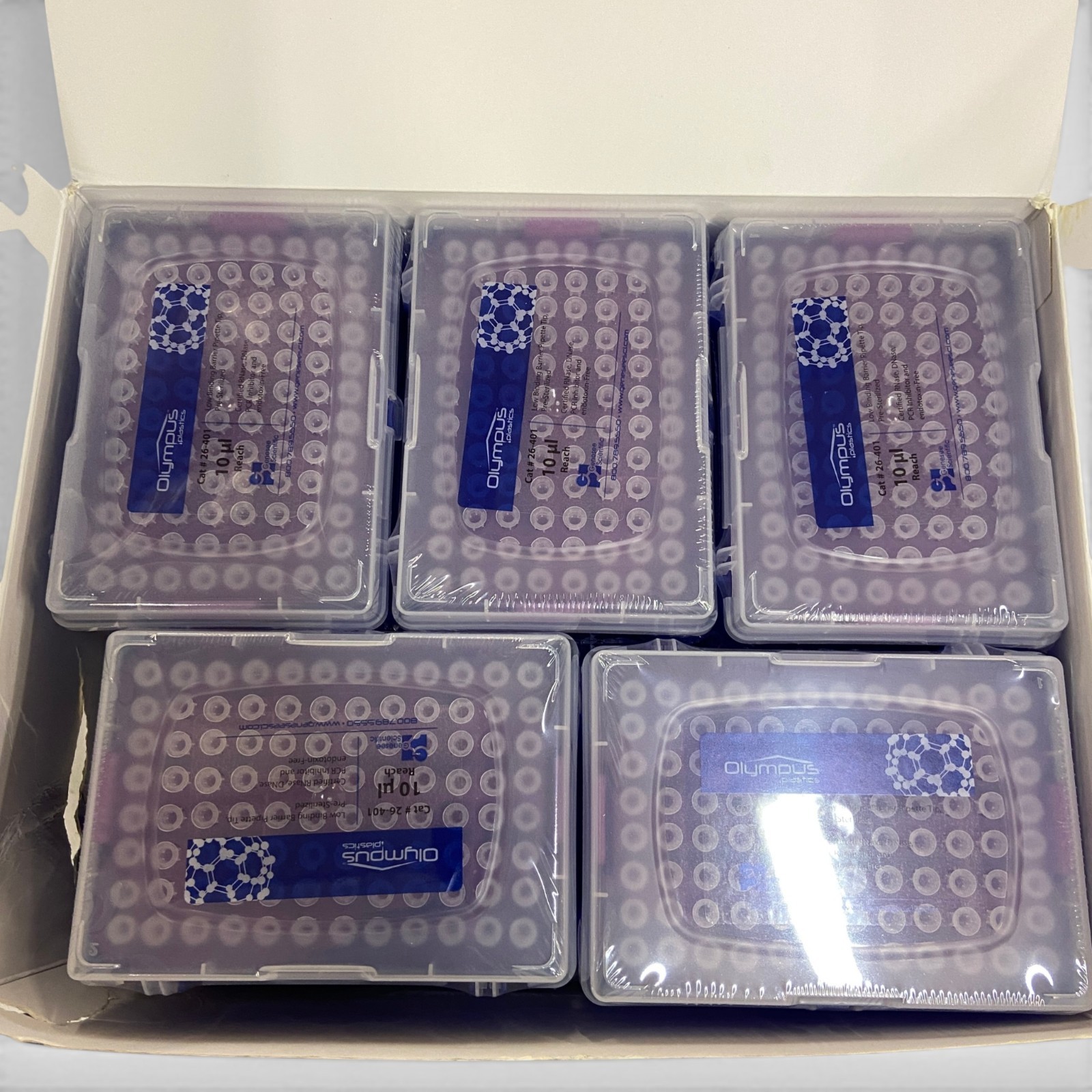 Genesee Scientific Olympus Plastics 26-401 10uL Reach Barrier Pipette Tips, 960