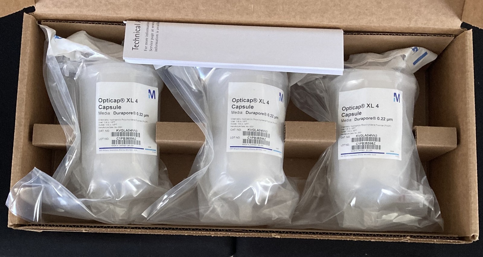 Millipore Opticap XL4 Durapore® 0.22 µm (3 Capsules) CAT# KVGLA04NN3