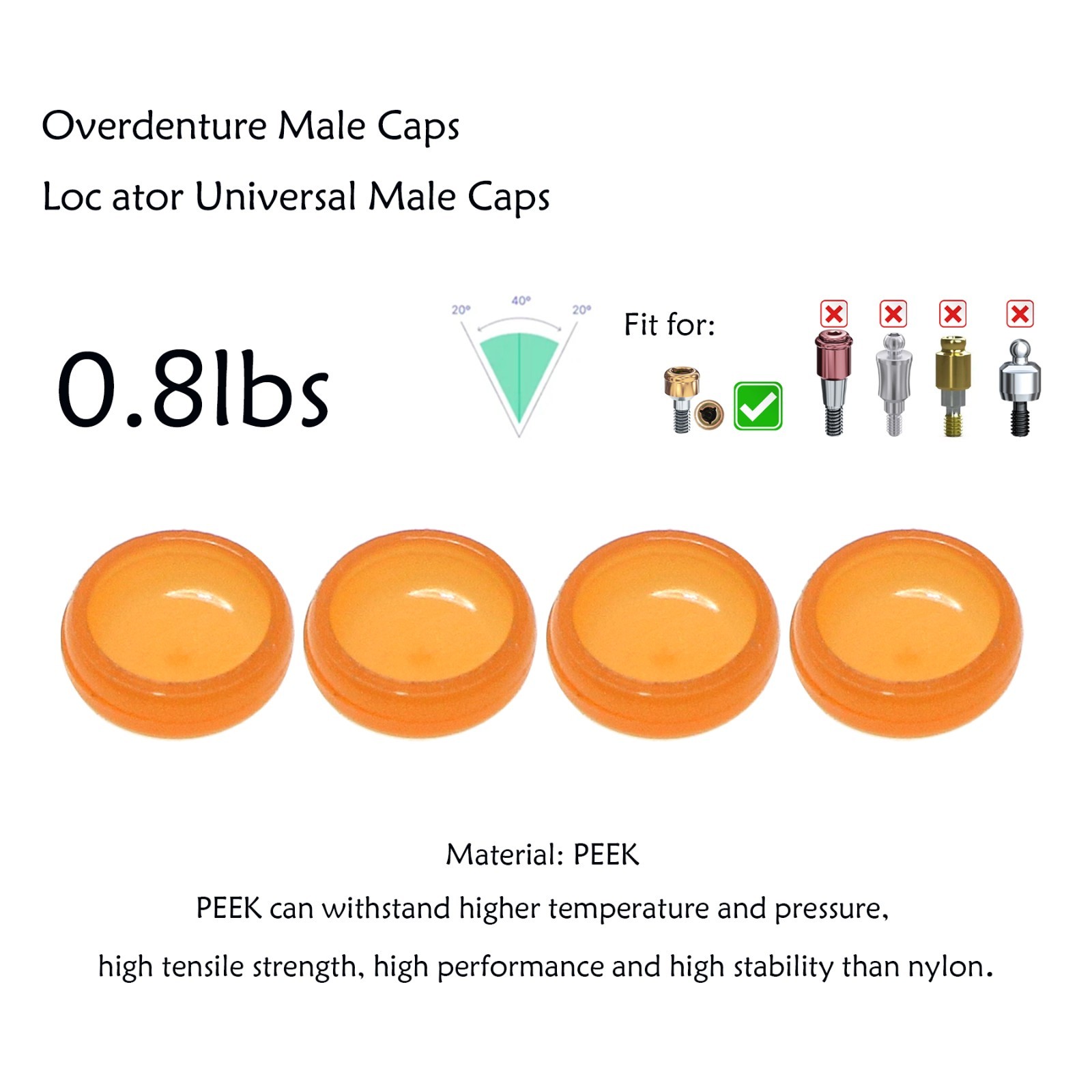 Dental Overdenture Locator Implant Abutment Retention male Cap processing Insert