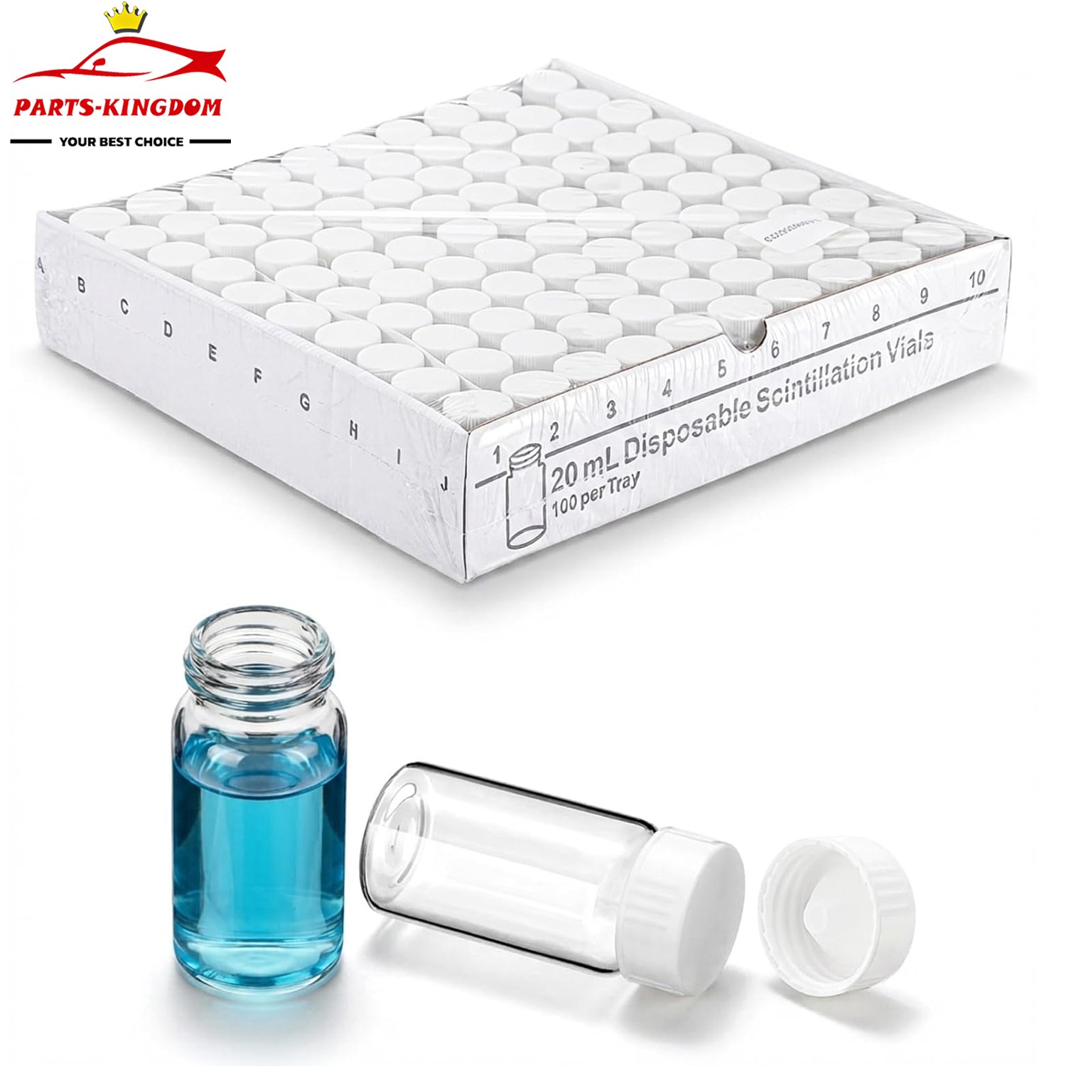 100Pcs 20mL Scintillation Vials,Sample Vials Glass Counting Vials Cone Liner US