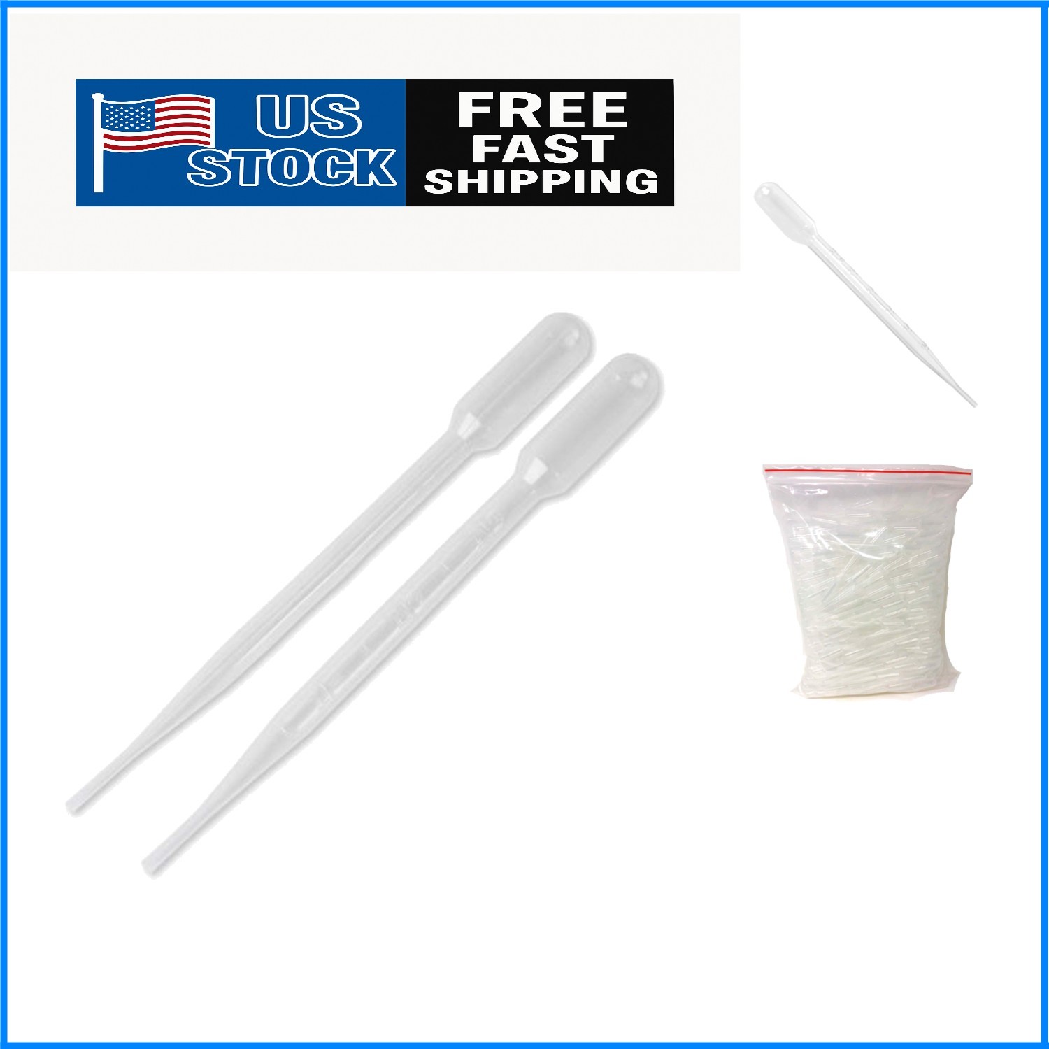 Large Bulb Transfer Pipettes – 7ml, 155mm Length, Non-toxic LDPE, Pack of 500