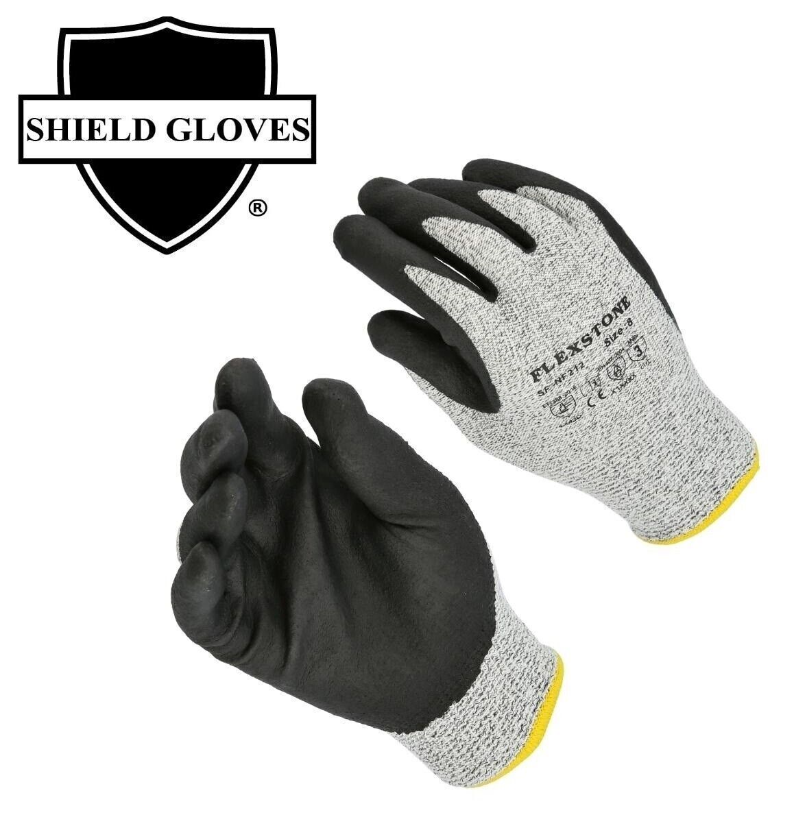 12-24 Nitrile Black, Grey ASTM Level A3 Cut Resistant Palm Coated Gloves