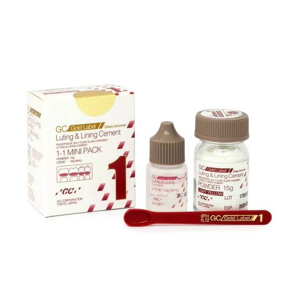 GC 1 Gold Label Mini Pack Self Cure Glass Ionomer Luting 15gm and 10gm glue
